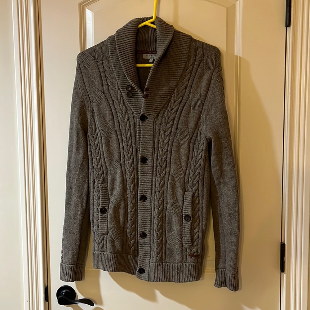 Ted Baker London Brown Cable Knit Cardigan Sweater Size 3 Small